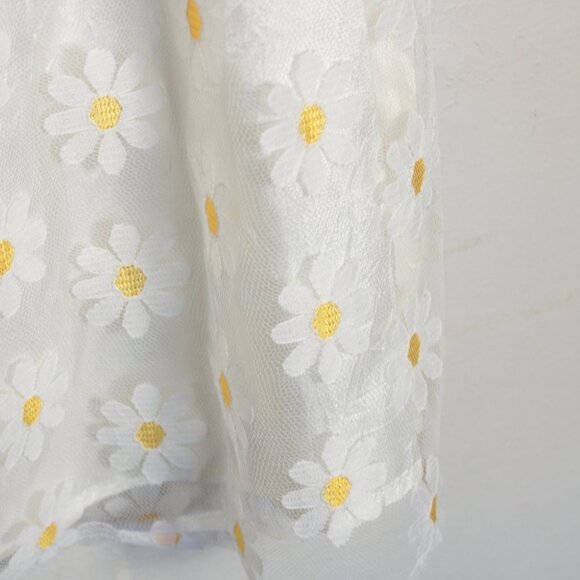 90s White Daisy Floral Mini Dress XS - Picture 5 of 7